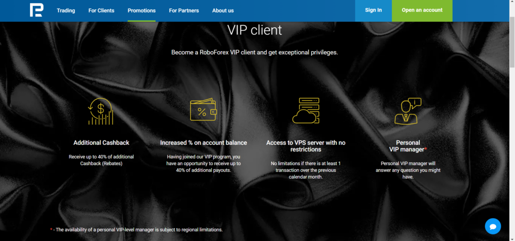 RobonForex VIP client" program