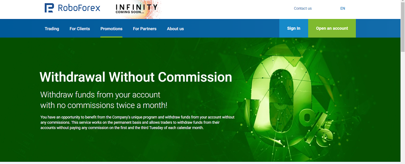 RoboForex Withdrawal Without Commission